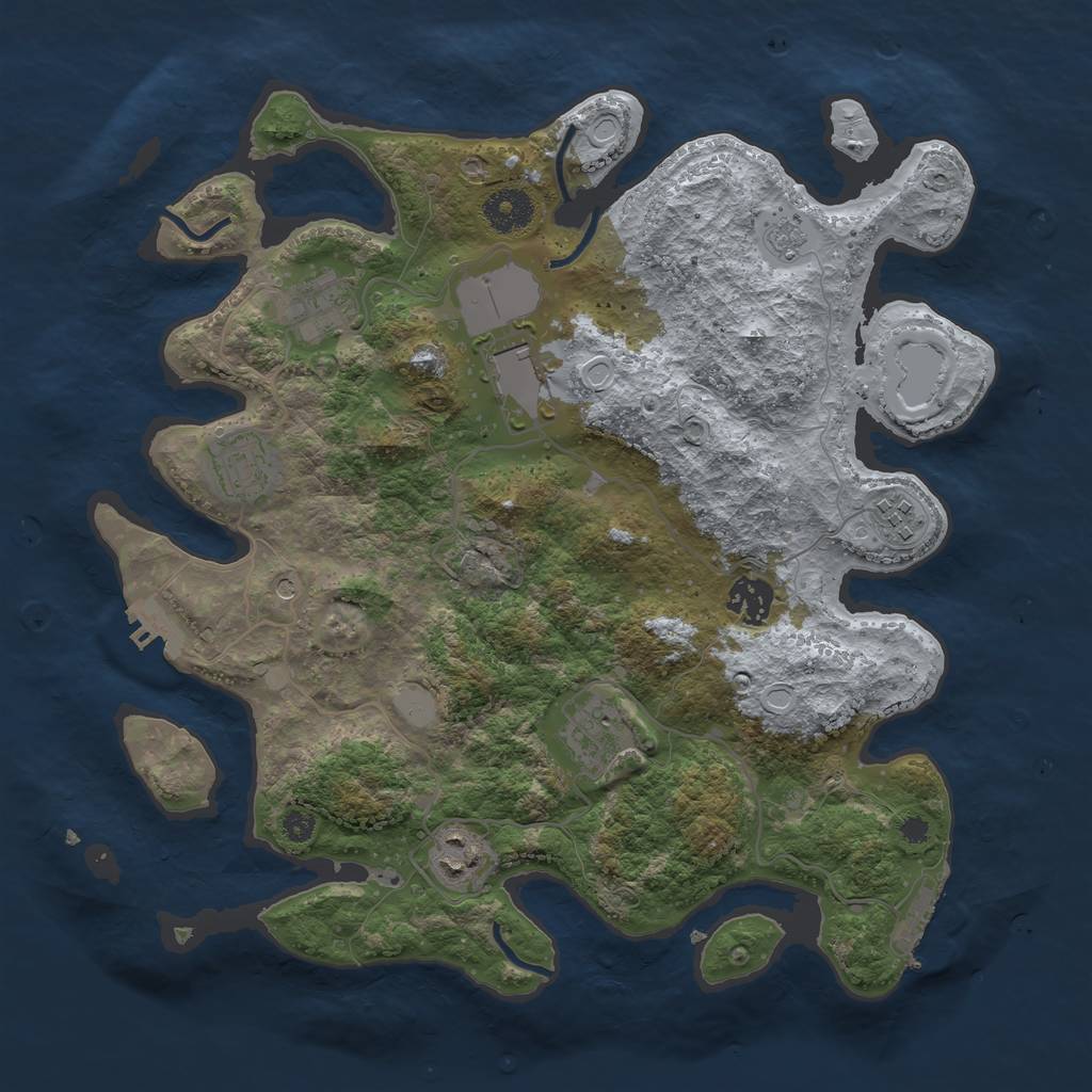 Rust Map: Procedural Map, Size: 3500, Seed: 28997904, 16 Monuments