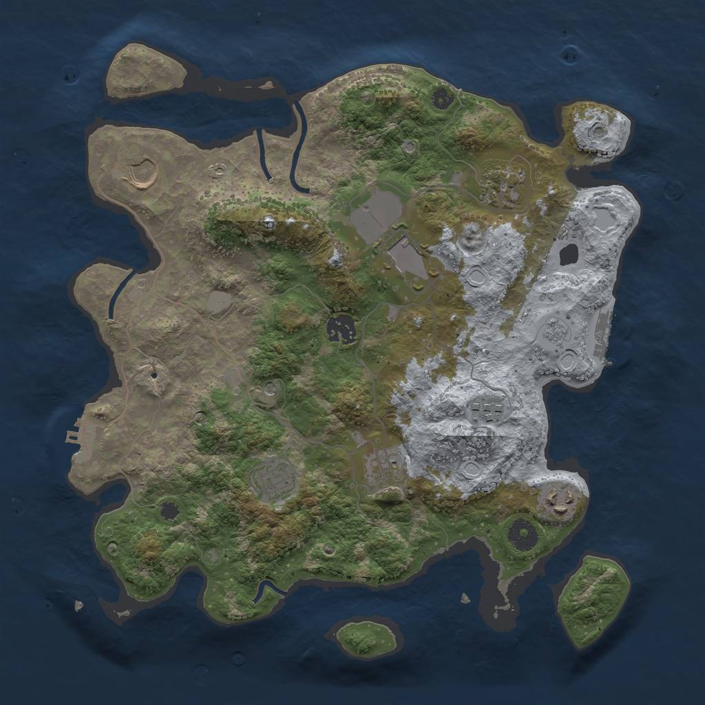Rust Map: Procedural Map, Size: 3500, Seed: 87438814, 17 Monuments