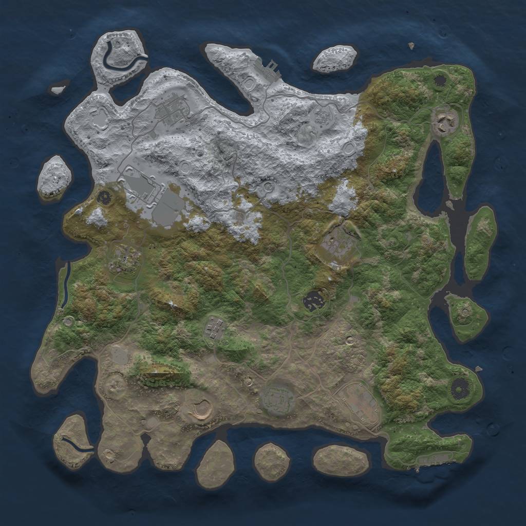 Rust Map: Procedural Map, Size: 3900, Seed: 48962062, 19 Monuments