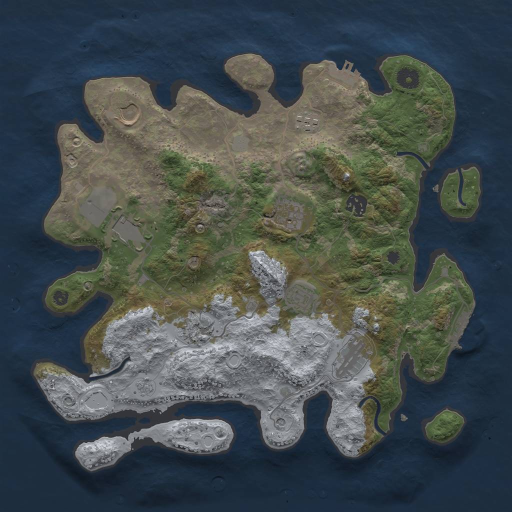 Rust Map: Procedural Map, Size: 3500, Seed: 679172426, 17 Monuments