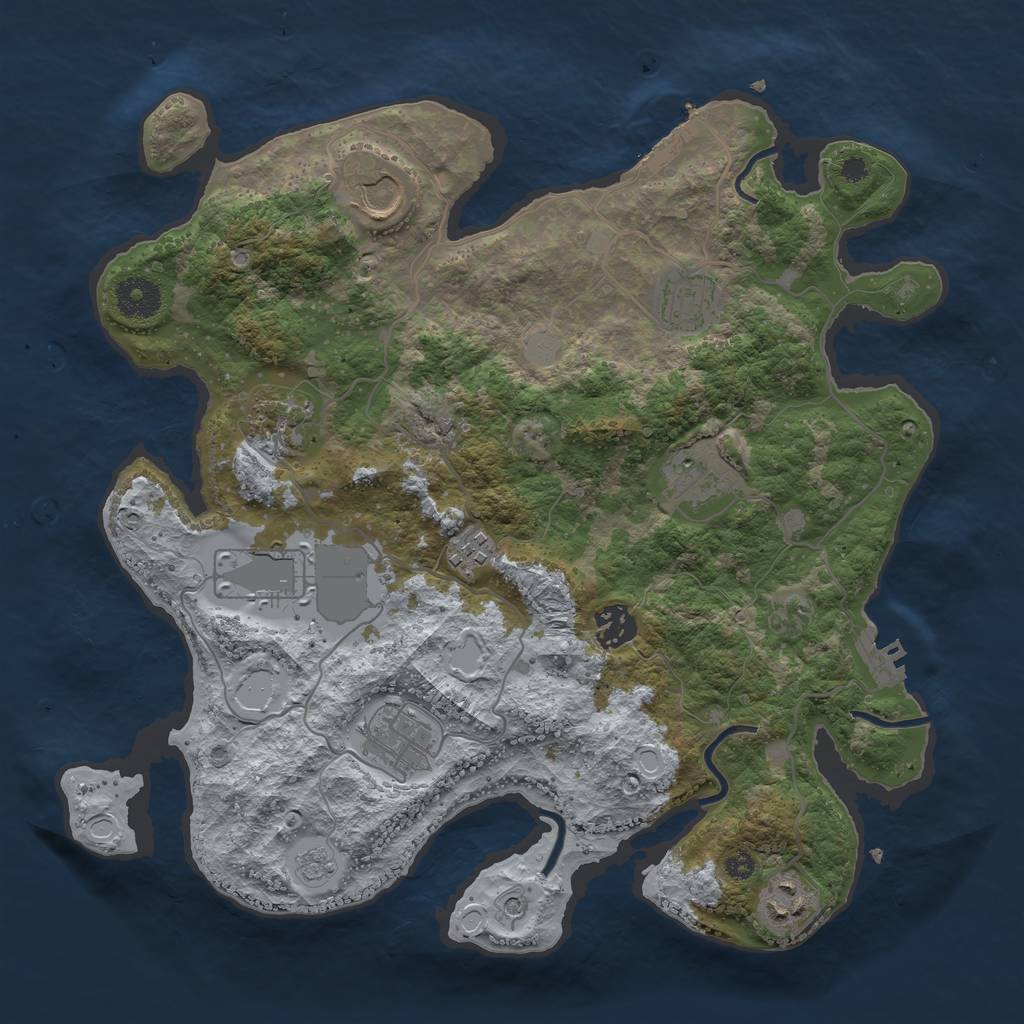 Rust Map: Procedural Map, Size: 3500, Seed: 27941727, 18 Monuments