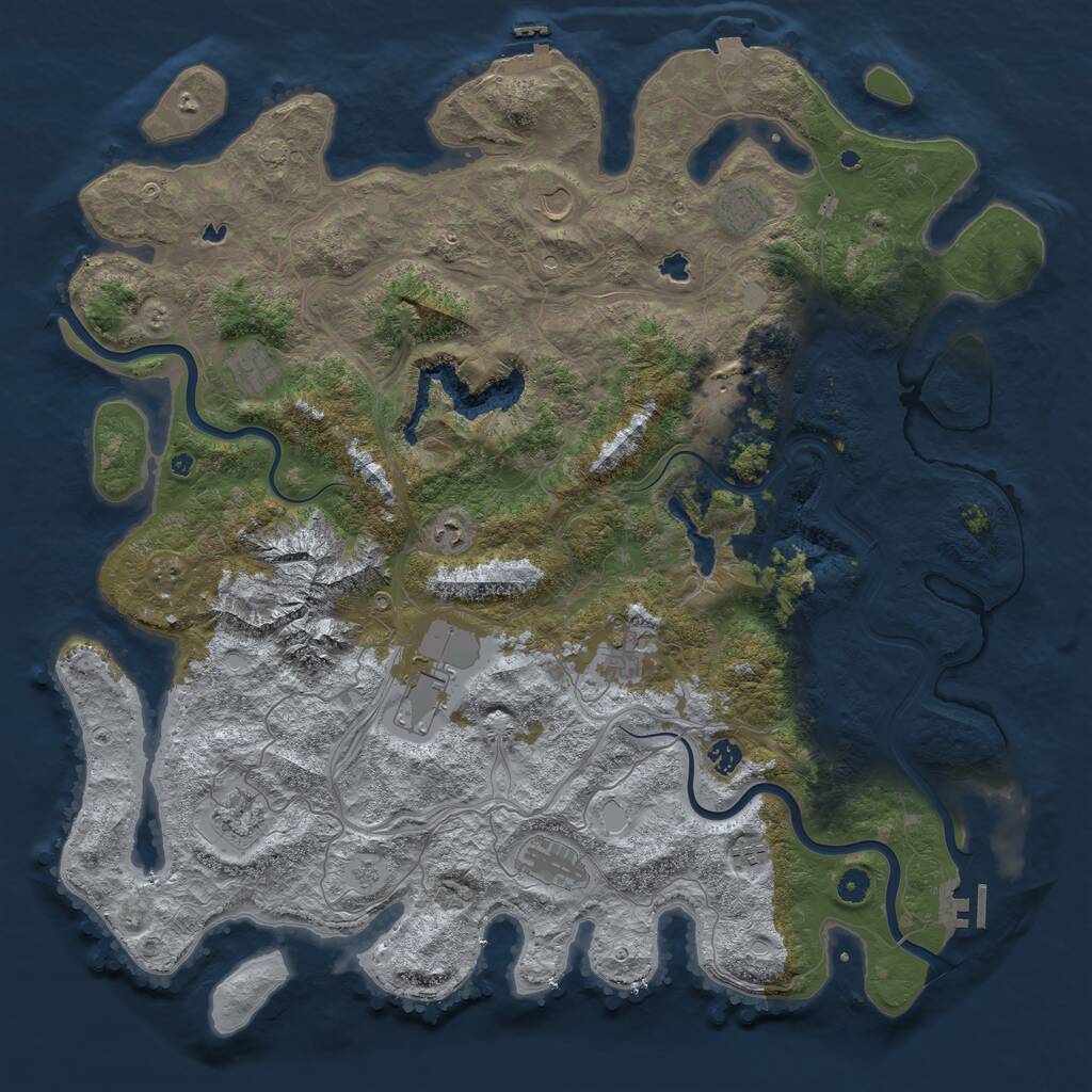 Rust Map: Procedural Map, Size: 5000, Seed: 332488312, 17 Monuments