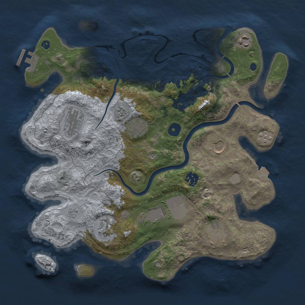 Rust Map: Procedural Map, Size: 3500, Seed: 1106488805, 14 Monuments