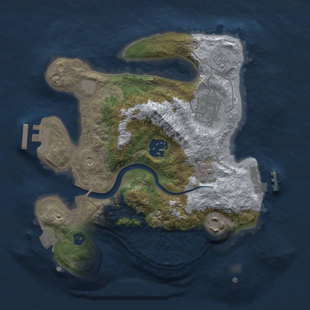 Rust Map: Procedural Map, Size: 2500, Seed: 21070685, 9 Monuments