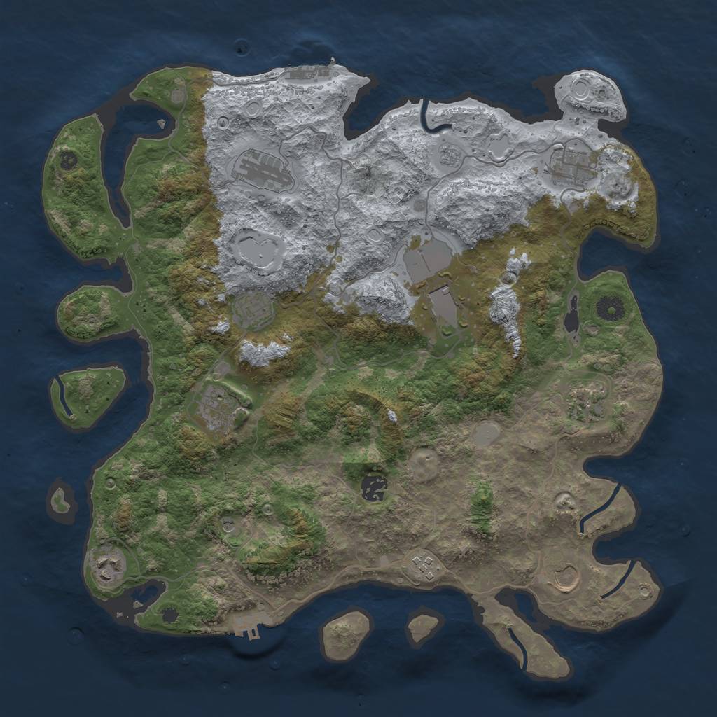 Rust Map: Procedural Map, Size: 3950, Seed: 64522968, 19 Monuments