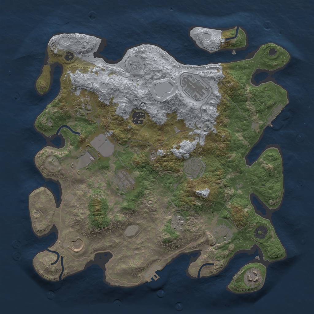 Rust Map: Procedural Map, Size: 3500, Seed: 48423020, 17 Monuments
