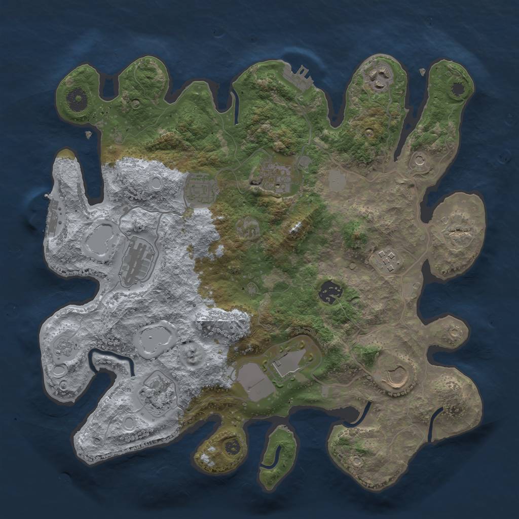 Rust Map: Procedural Map, Size: 3500, Seed: 18053368, 18 Monuments