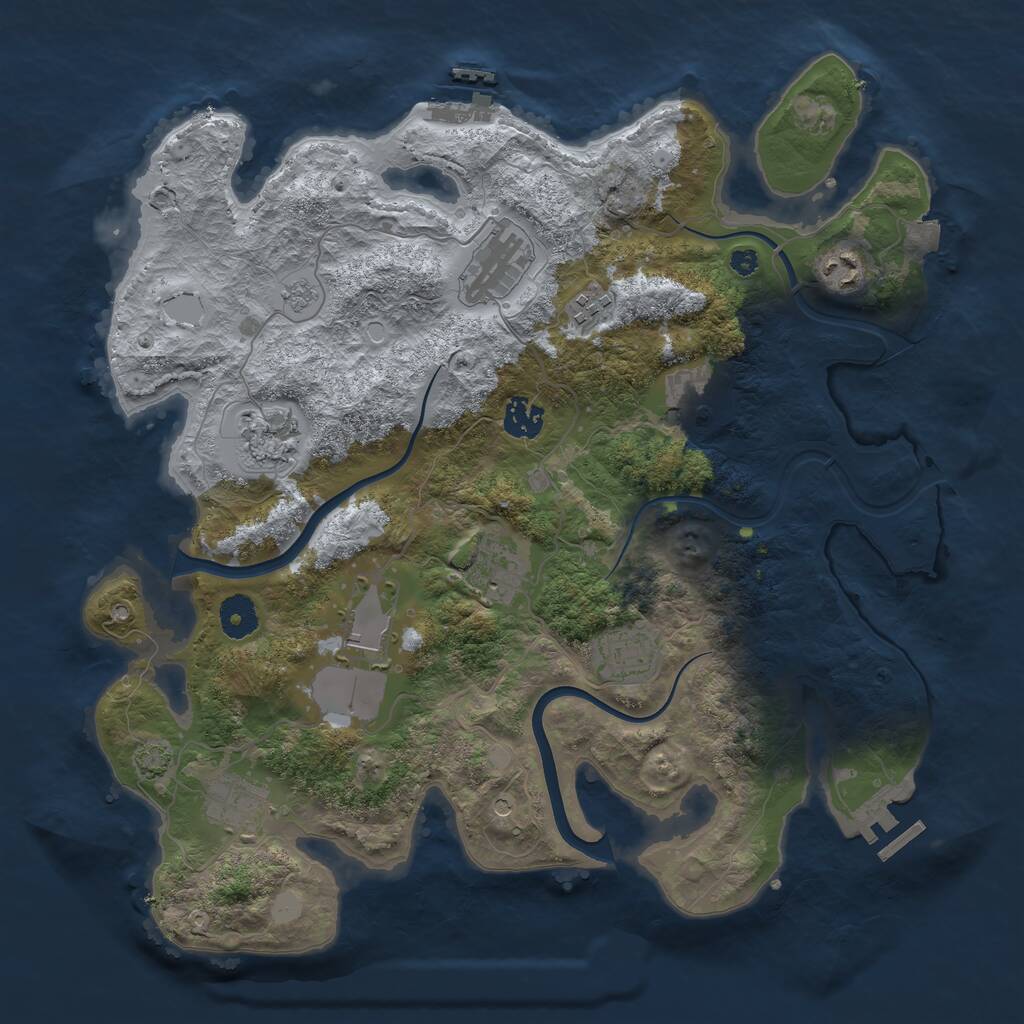 Rust Map: Procedural Map, Size: 3750, Seed: 888014711, 16 Monuments