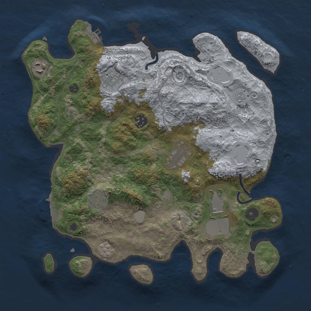 Rust Map: Procedural Map, Size: 3500, Seed: 39730186, 16 Monuments