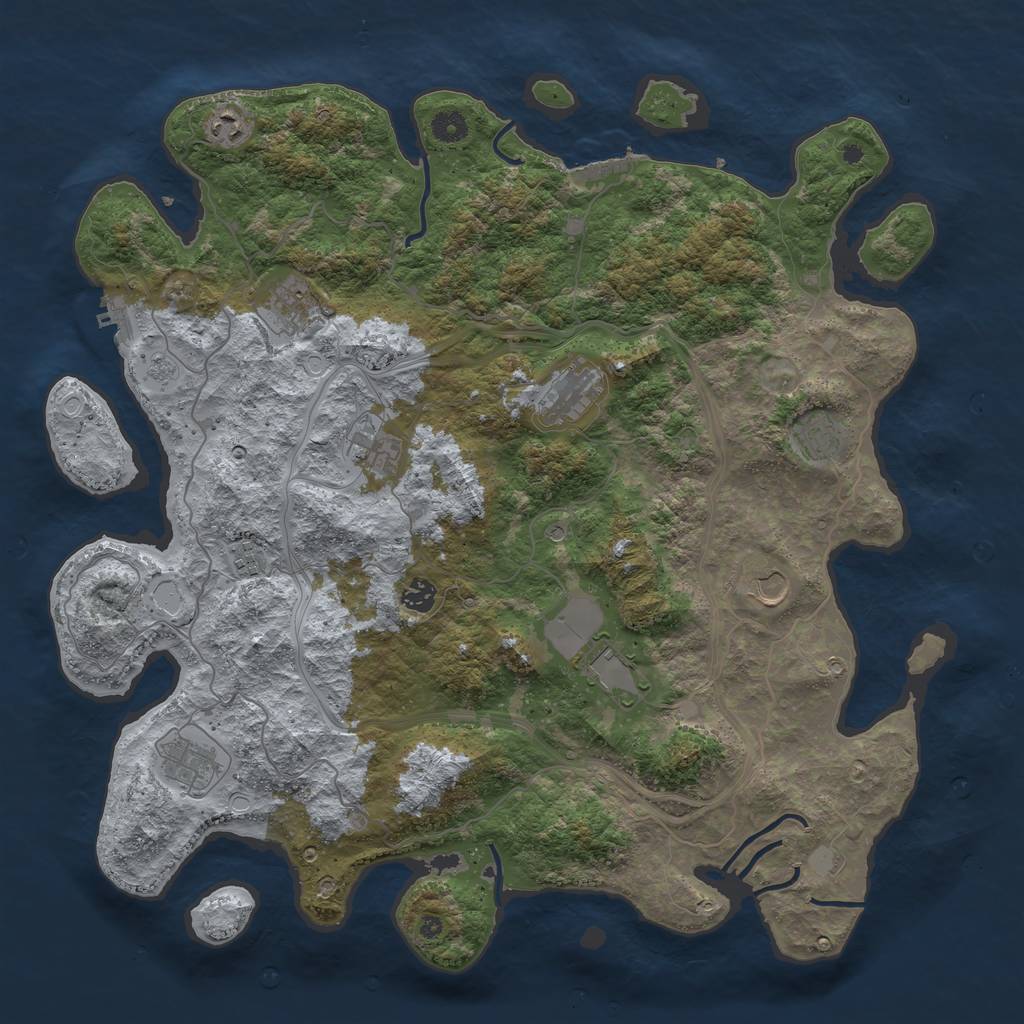Rust Map: Procedural Map, Size: 4500, Seed: 86543456, 19 Monuments