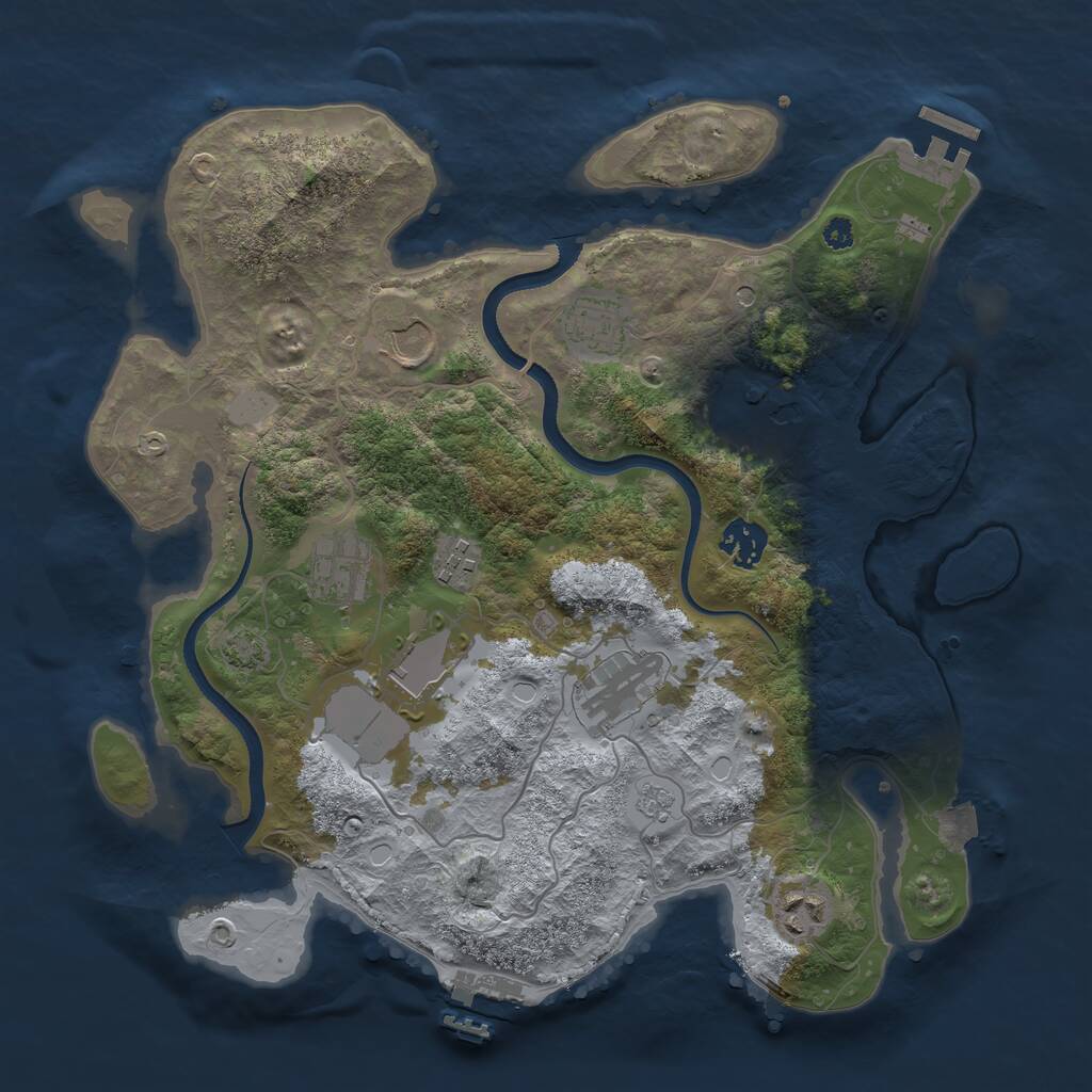 Rust Map: Procedural Map, Size: 3500, Seed: 1966553, 15 Monuments
