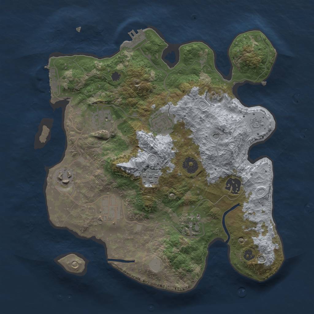 Rust Map: Procedural Map, Size: 3000, Seed: 281284, 16 Monuments