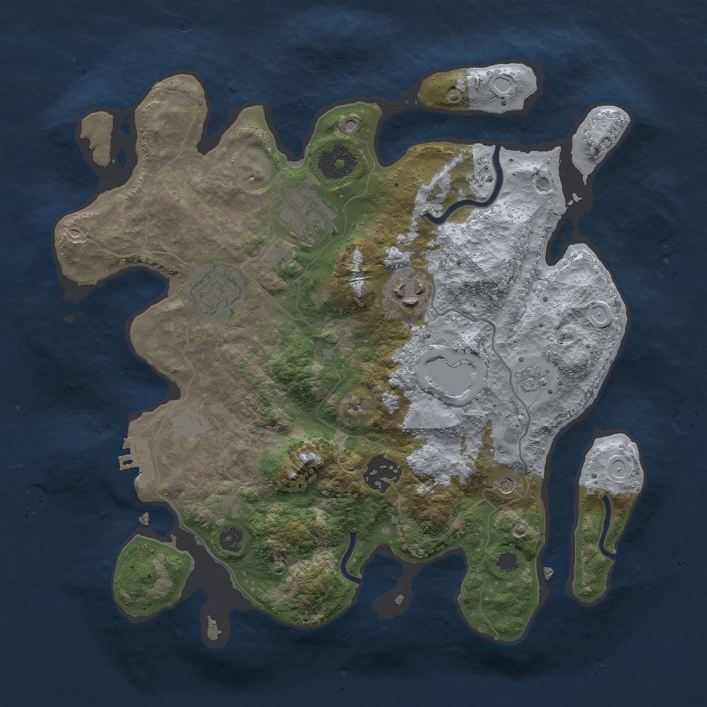Rust Map: Procedural Map, Size: 3000, Seed: 1221782548, 12 Monuments