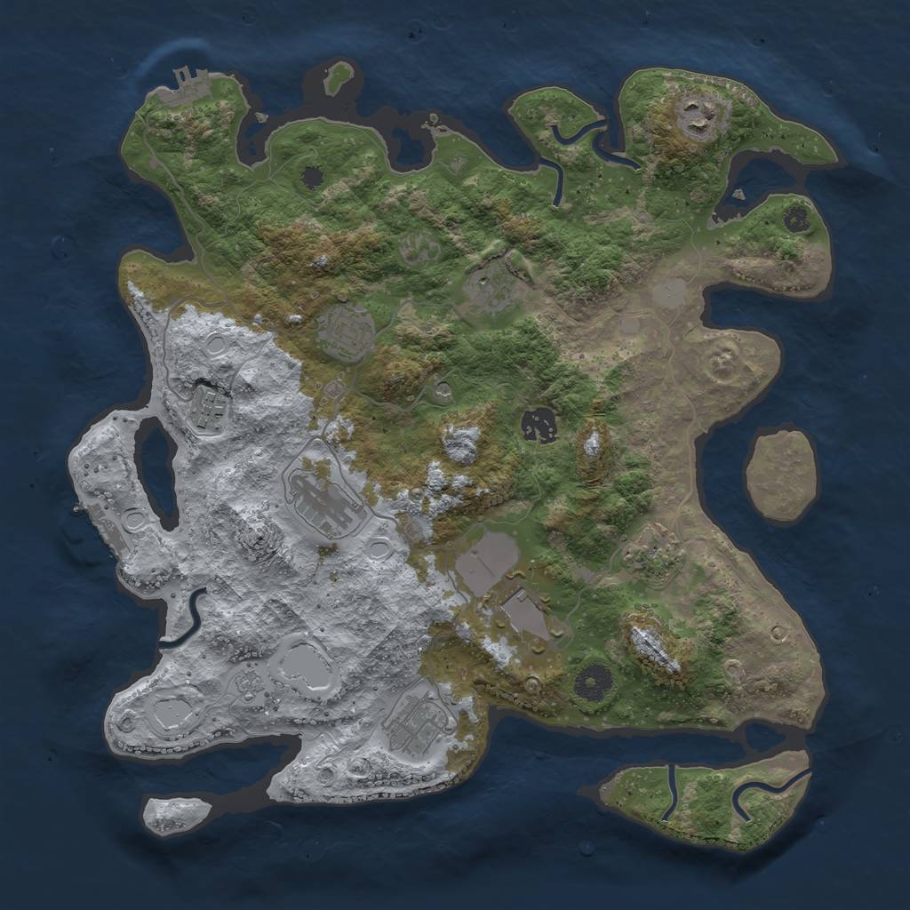 Rust Map: Procedural Map, Size: 3700, Seed: 1114073022, 18 Monuments