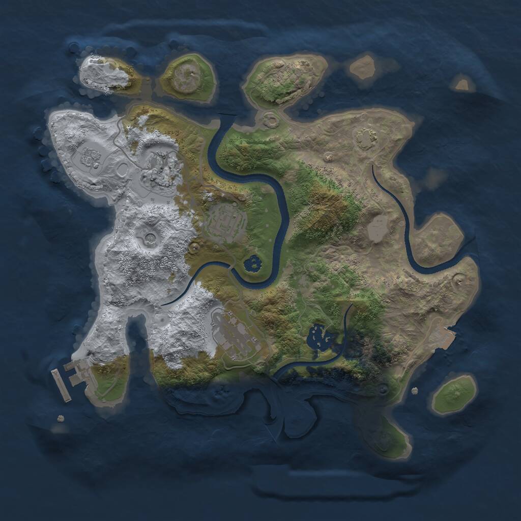 Rust Map: Procedural Map, Size: 3000, Seed: 15492, 9 Monuments