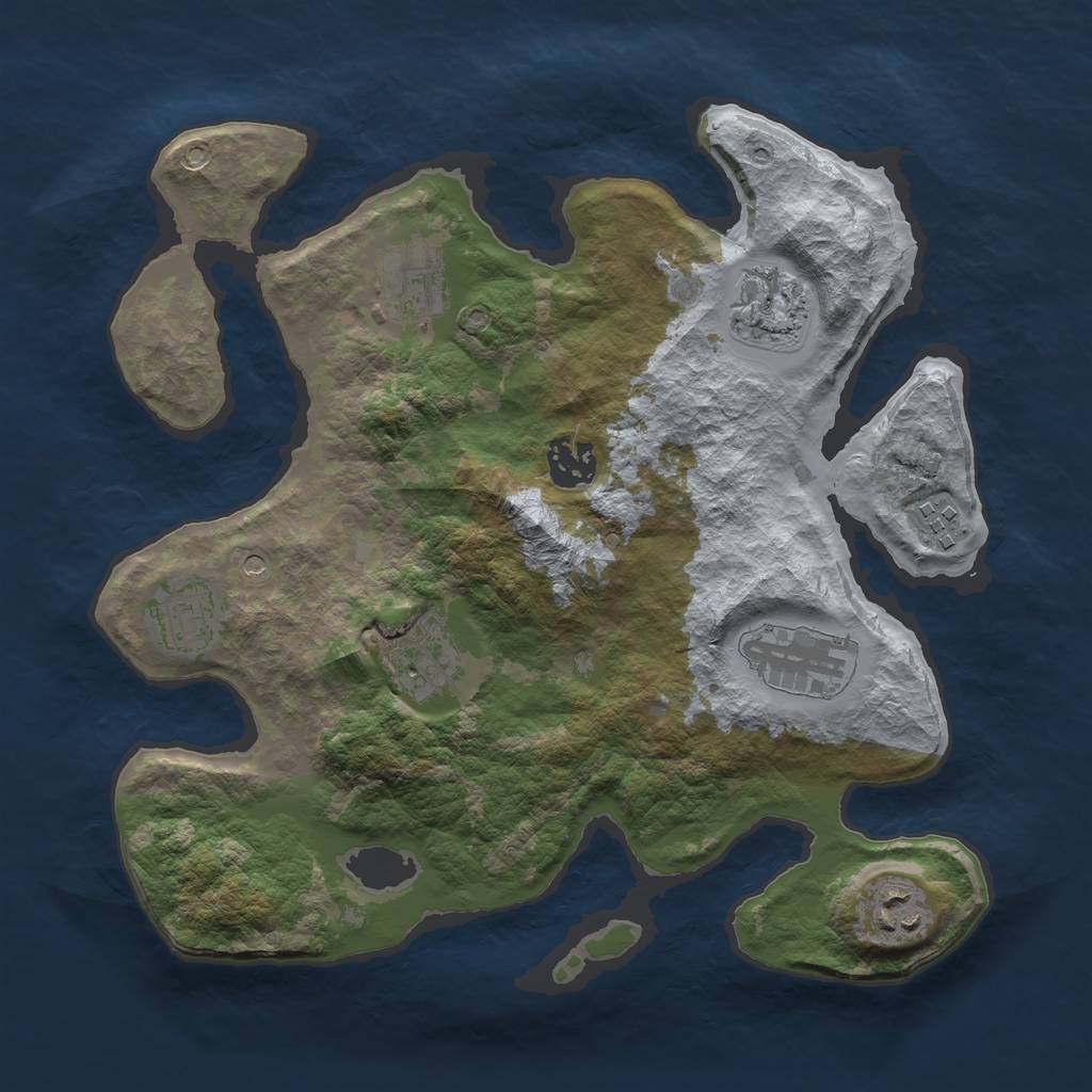Rust Map: Barren, Size: 3200, Seed: 2021533214, 11 Monuments