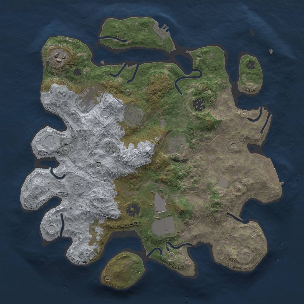Rust Map: Procedural Map, Size: 3500, Seed: 39406257, 16 Monuments