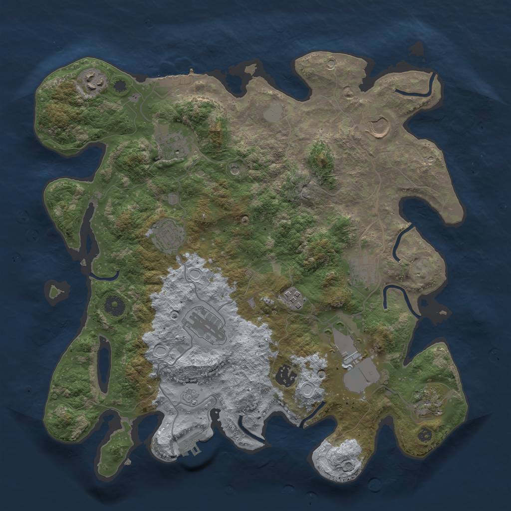 Rust Map: Procedural Map, Size: 3700, Seed: 711088512, 17 Monuments