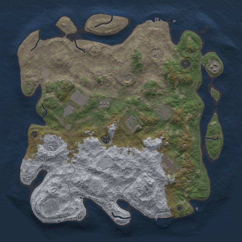 Rust Map: Procedural Map, Size: 4000, Seed: 361215287, 19 Monuments