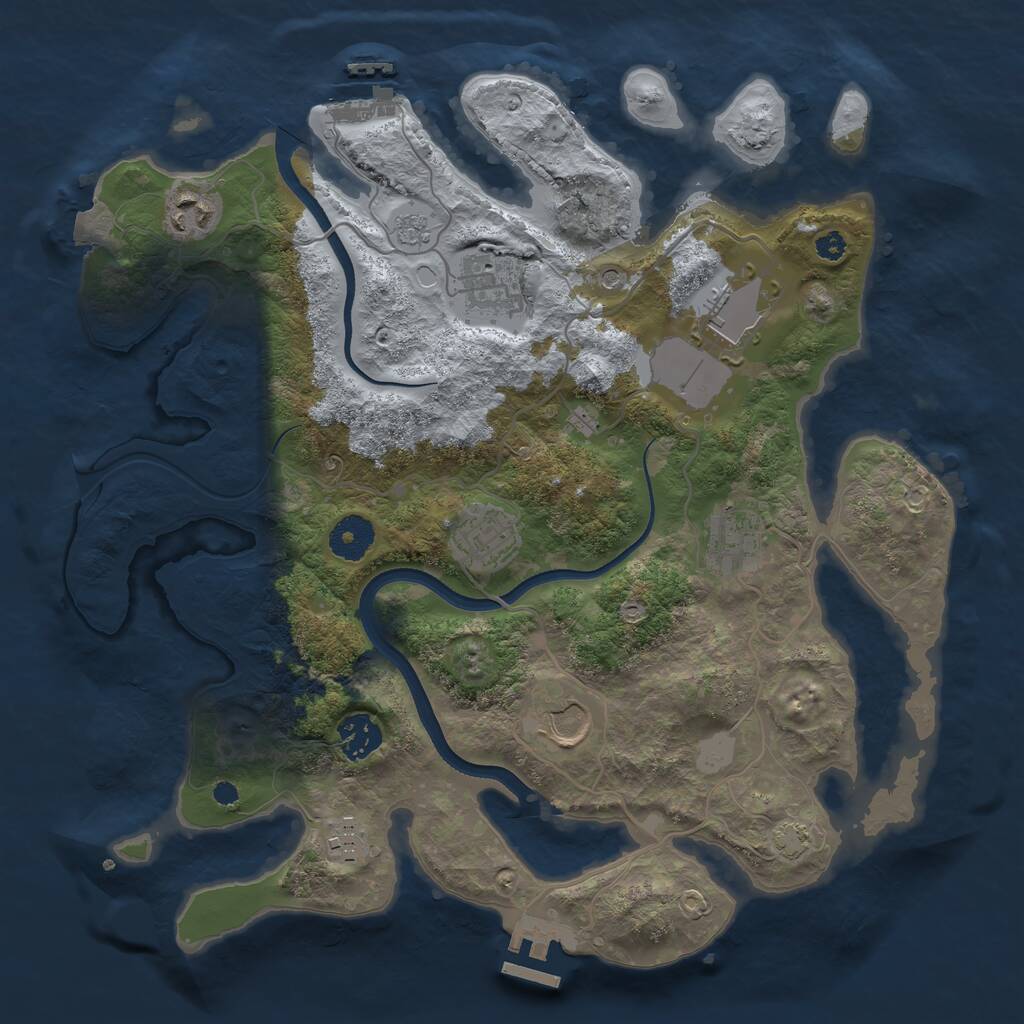 Rust Map: Procedural Map, Size: 3500, Seed: 12065172, 14 Monuments