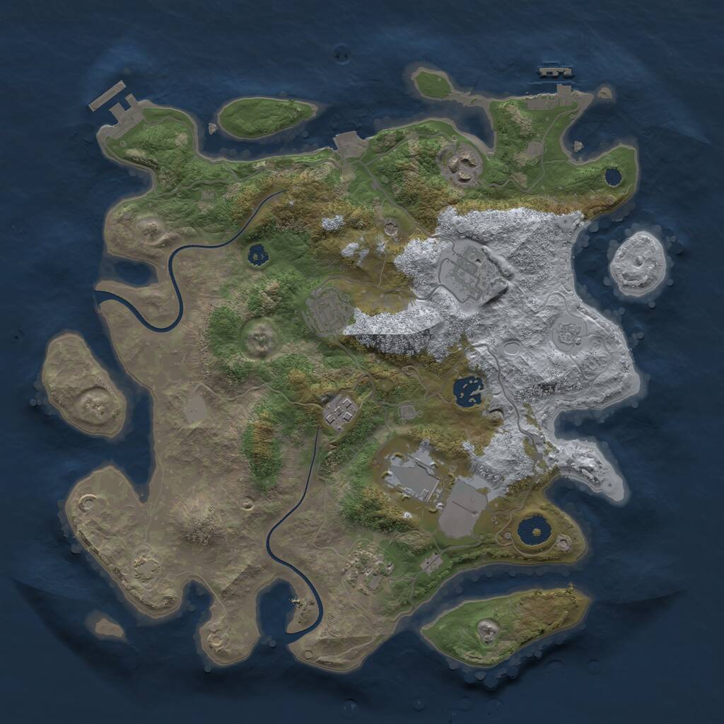 Rust Map: Procedural Map, Size: 3500, Seed: 9760042, 13 Monuments