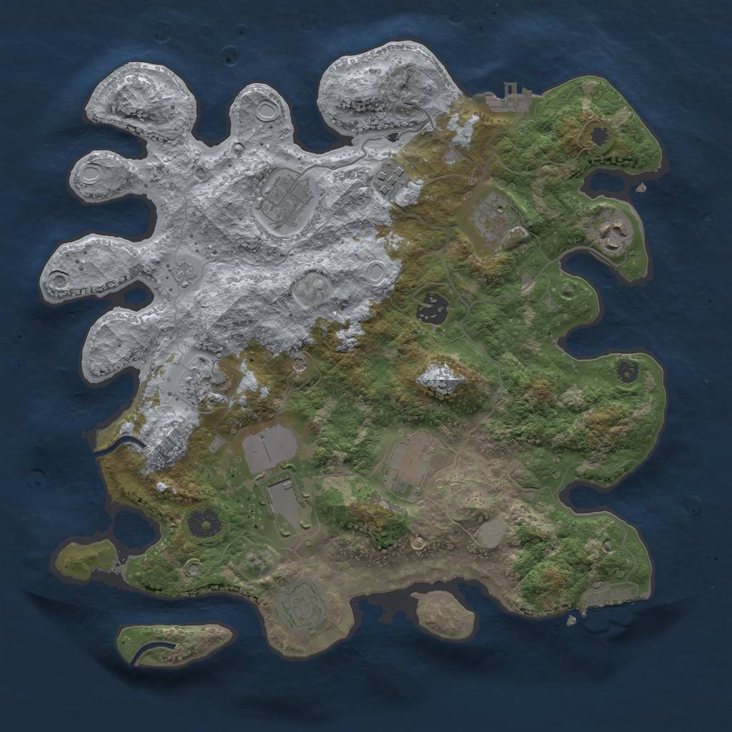 Rust Map: Procedural Map, Size: 3500, Seed: 60185002, 18 Monuments