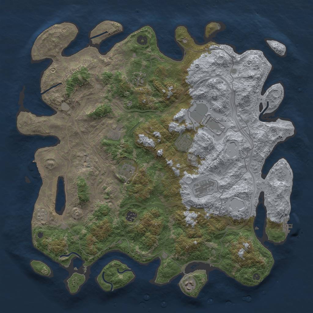 Rust Map: Procedural Map, Size: 4500, Seed: 2500, 18 Monuments