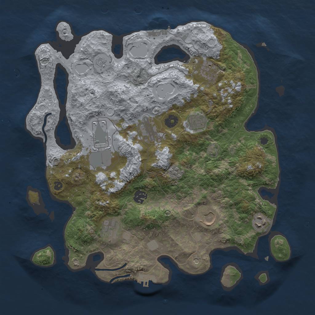 Rust Map: Procedural Map, Size: 3600, Seed: 6820886, 18 Monuments