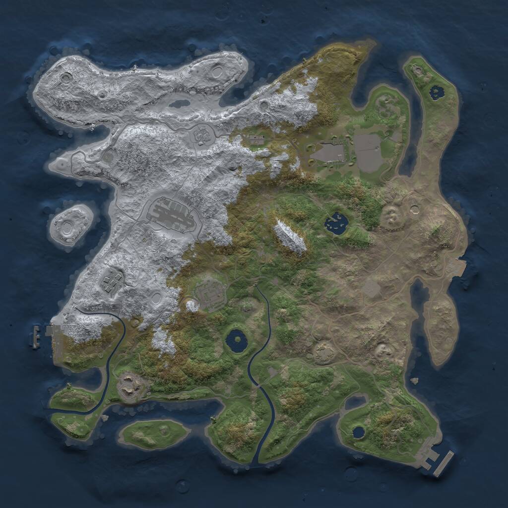 Rust Map: Procedural Map, Size: 3500, Seed: 120609023, 12 Monuments