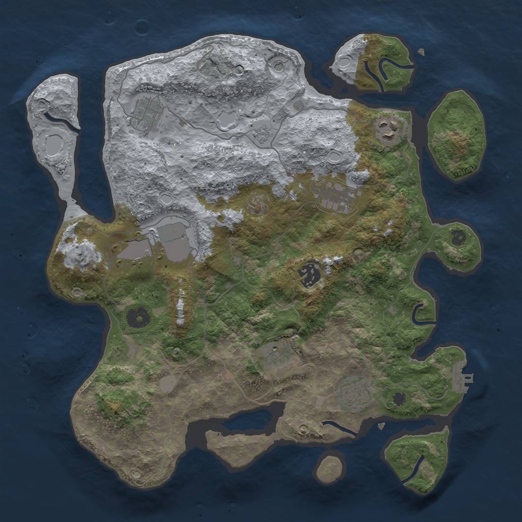 Rust Map: Procedural Map, Size: 3500, Seed: 79211034, 13 Monuments