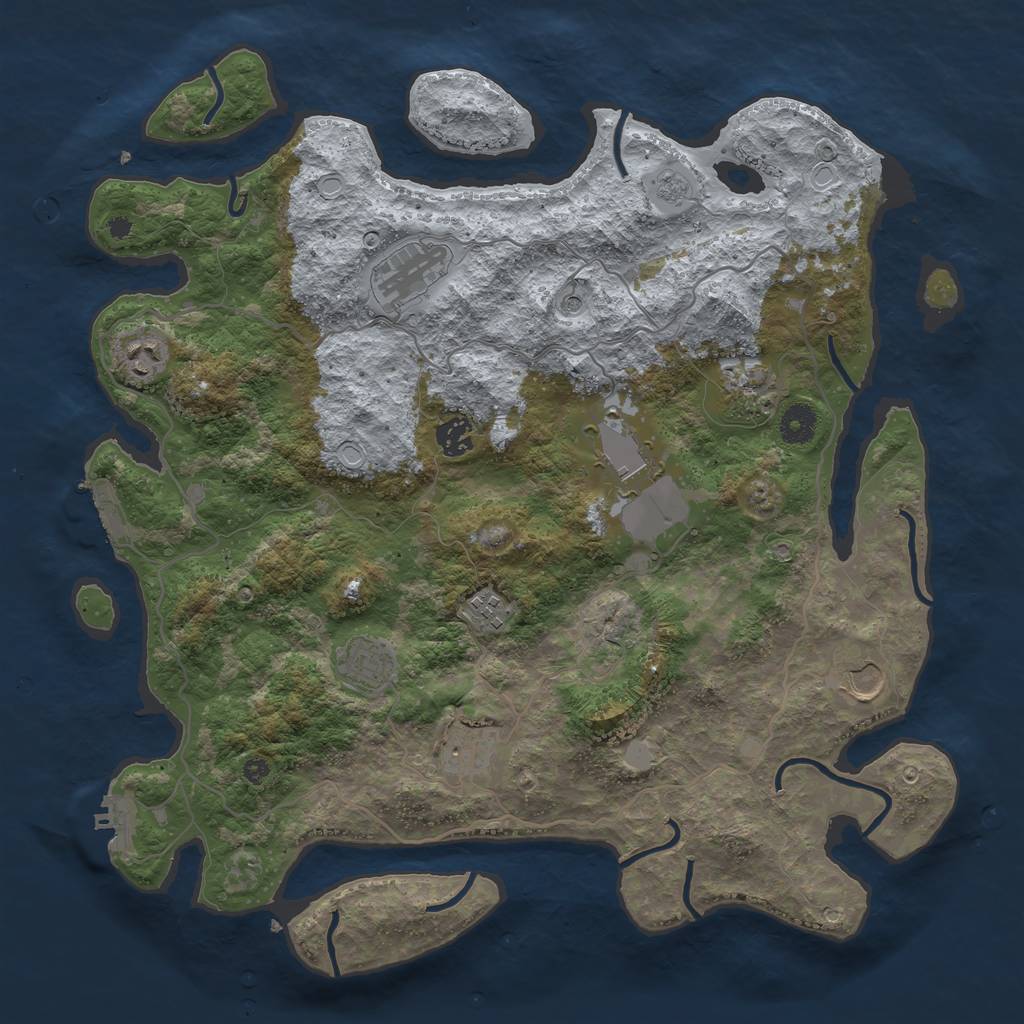 Rust Map: Procedural Map, Size: 4000, Seed: 690739200, 18 Monuments