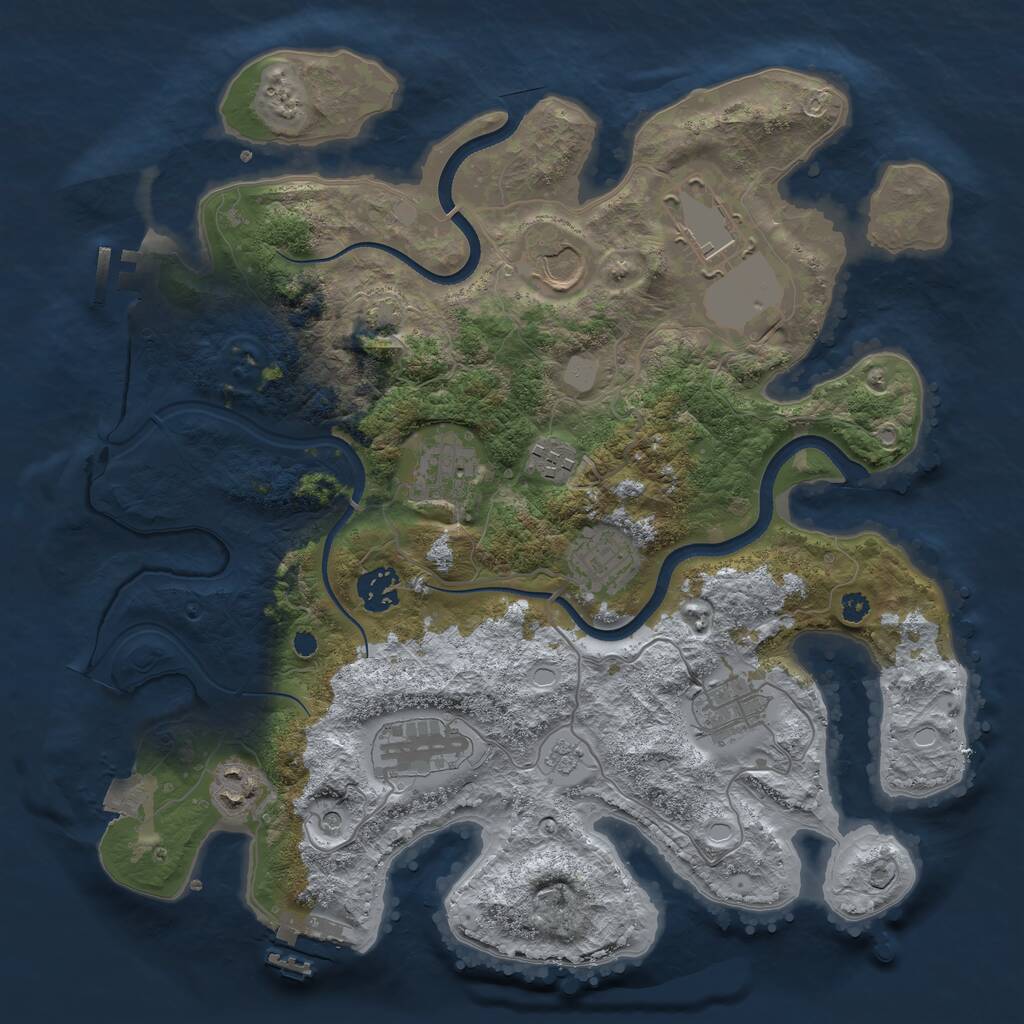 Rust Map: Procedural Map, Size: 3500, Seed: 96569327, 15 Monuments