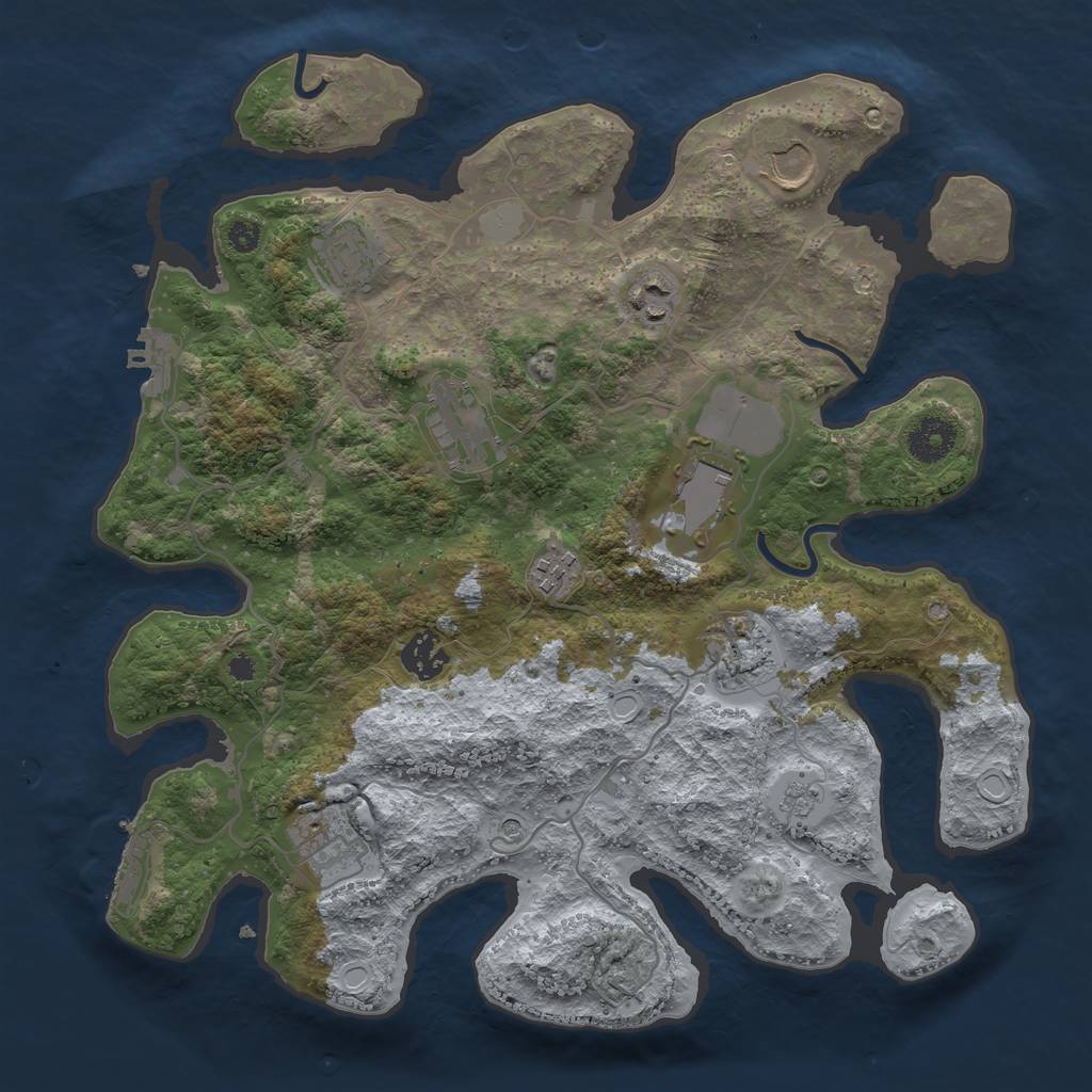 Rust Map: Procedural Map, Size: 3500, Seed: 96569327, 18 Monuments