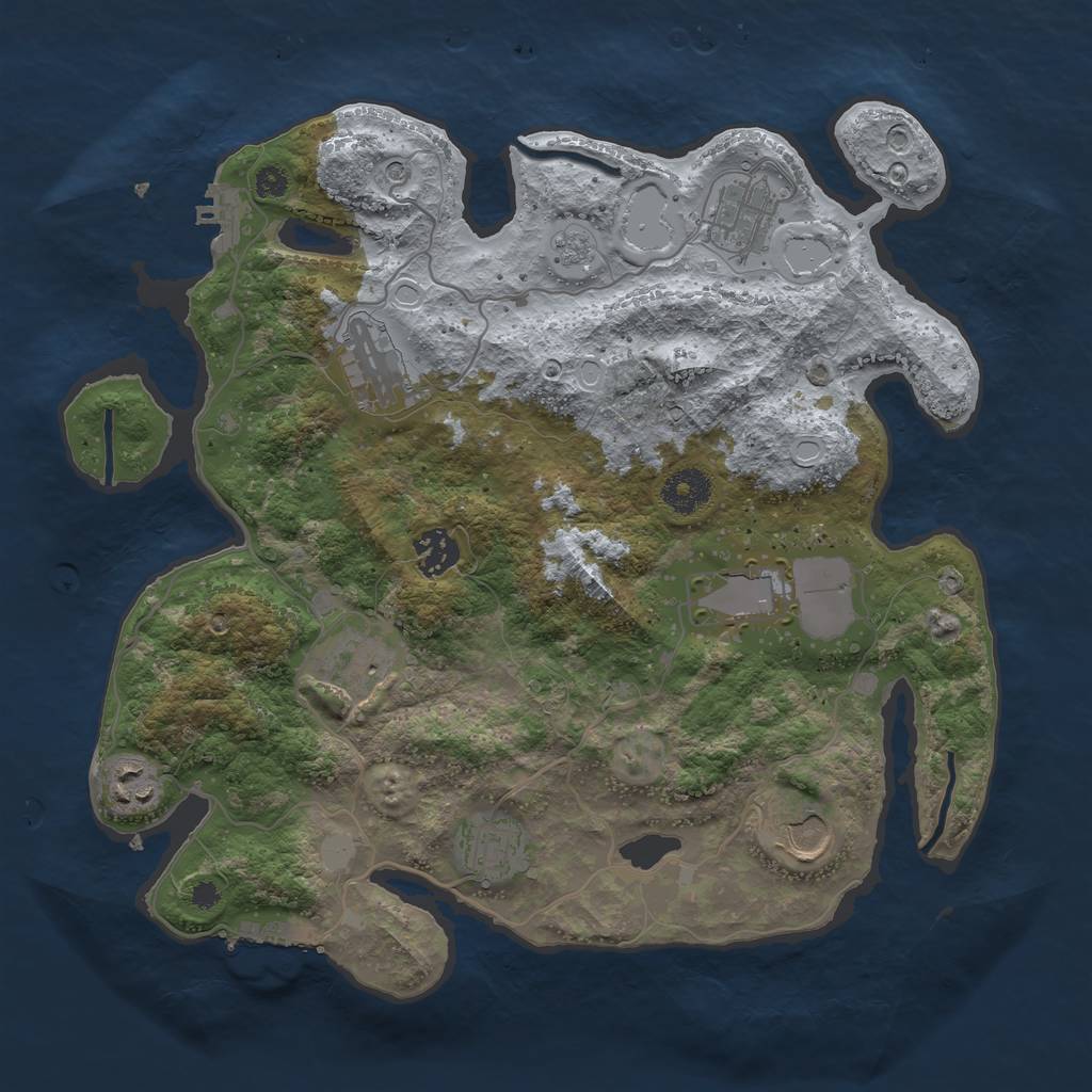 Rust Map: Procedural Map, Size: 3500, Seed: 44974402, 17 Monuments