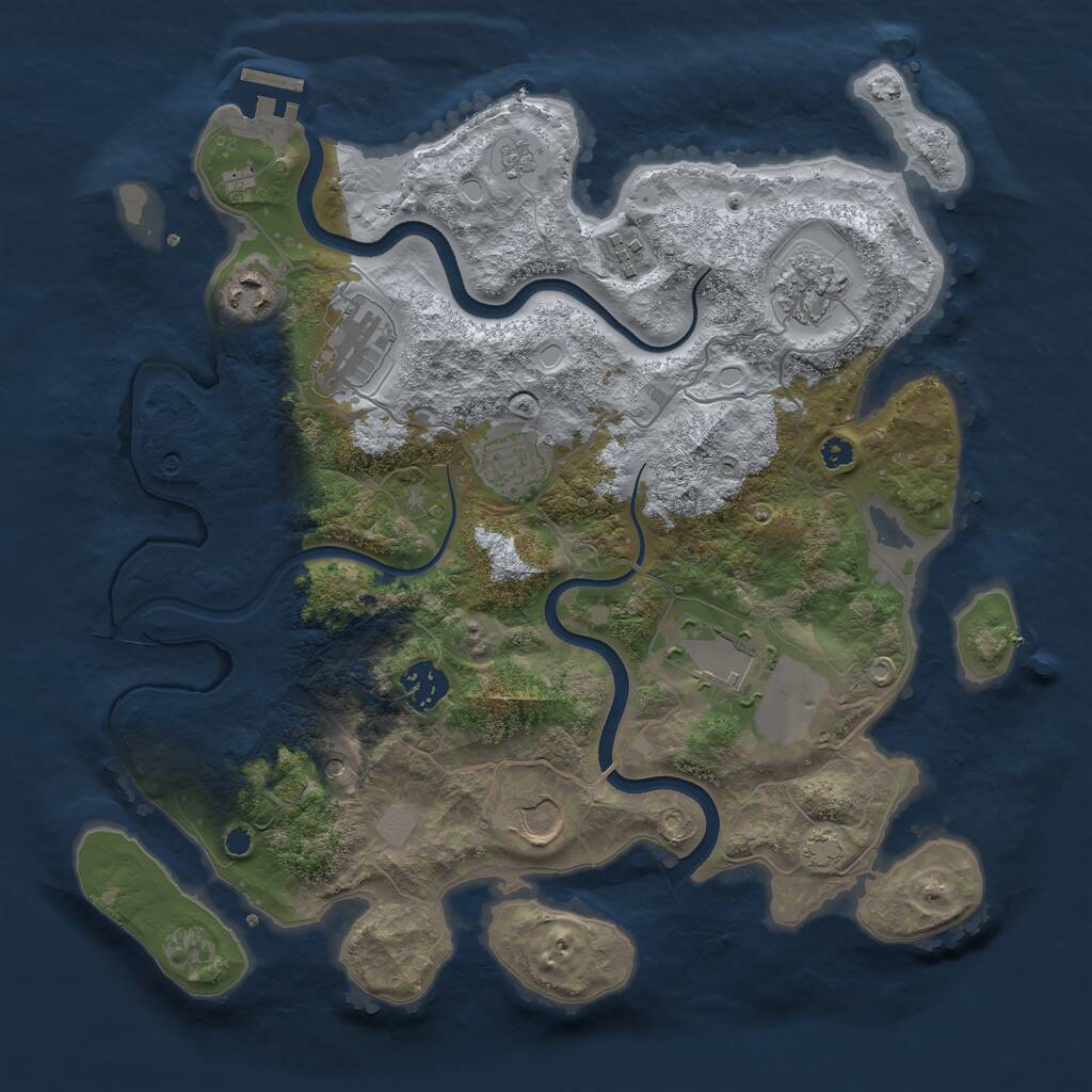 Rust Map: Procedural Map, Size: 3500, Seed: 45213882, 13 Monuments