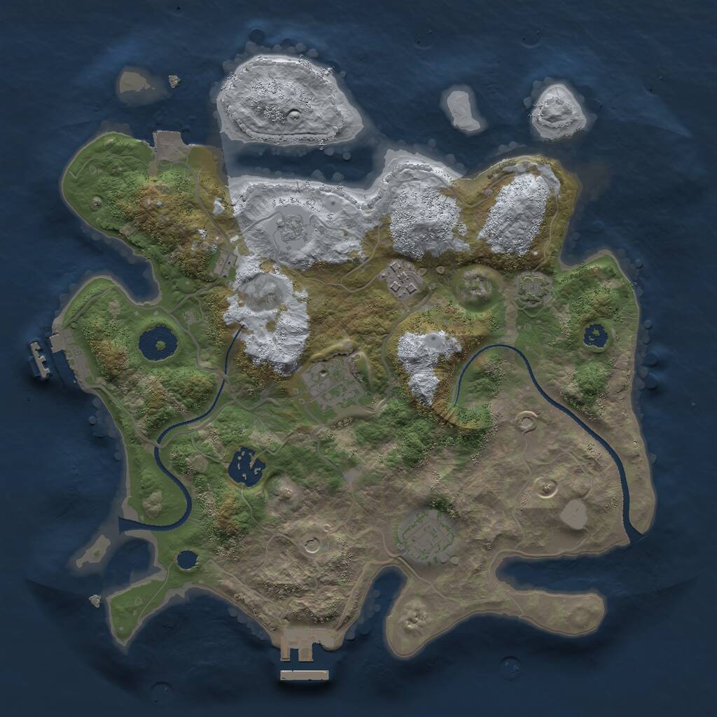 Rust Map: Procedural Map, Size: 3000, Seed: 914057919, 10 Monuments