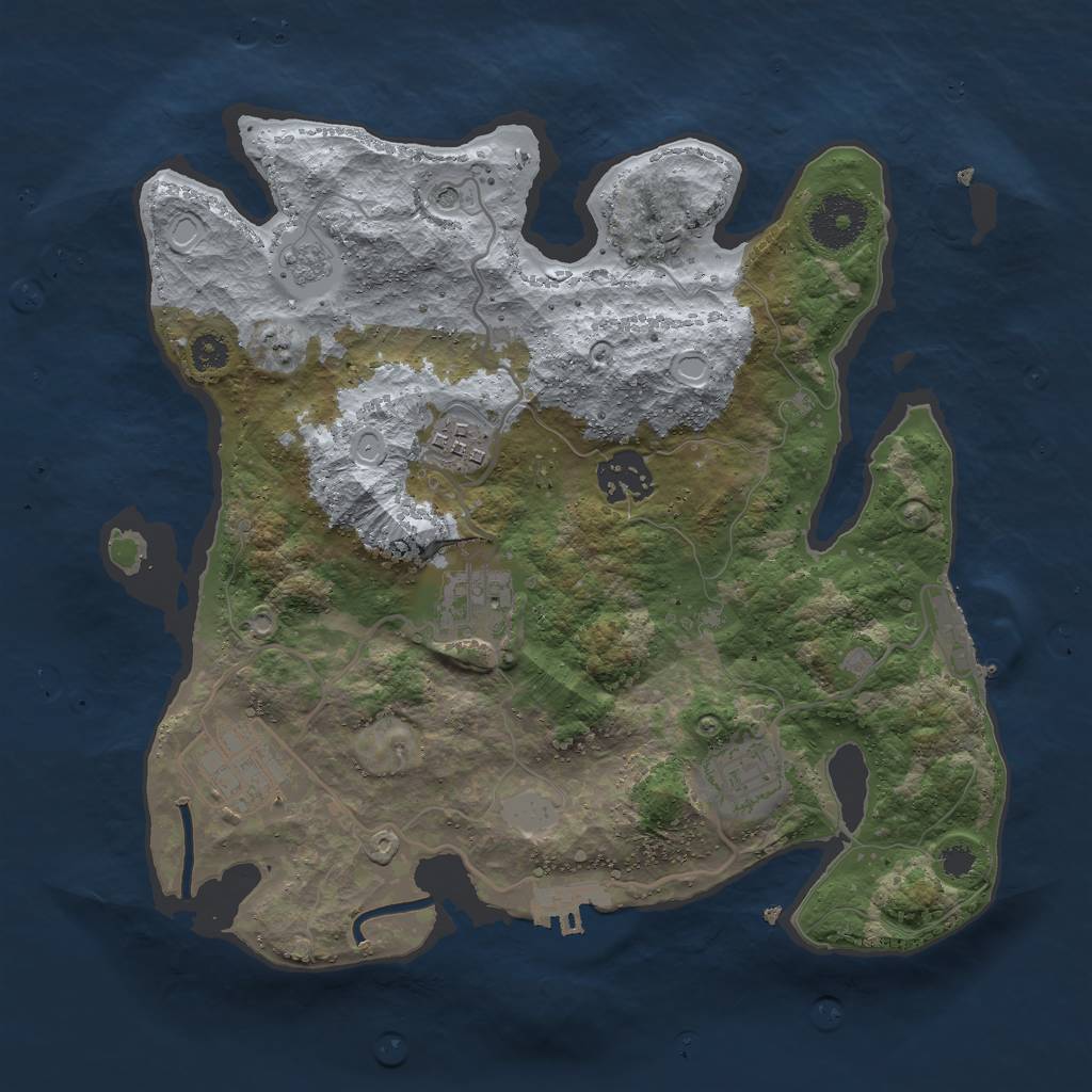 Rust Map: Procedural Map, Size: 3000, Seed: 999464100, 14 Monuments