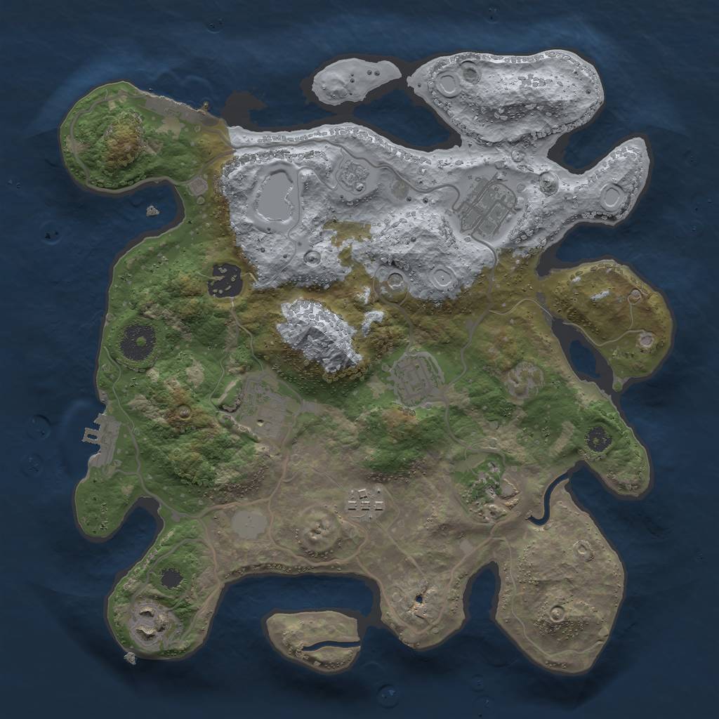 Rust Map: Procedural Map, Size: 3000, Seed: 1327601097, 16 Monuments