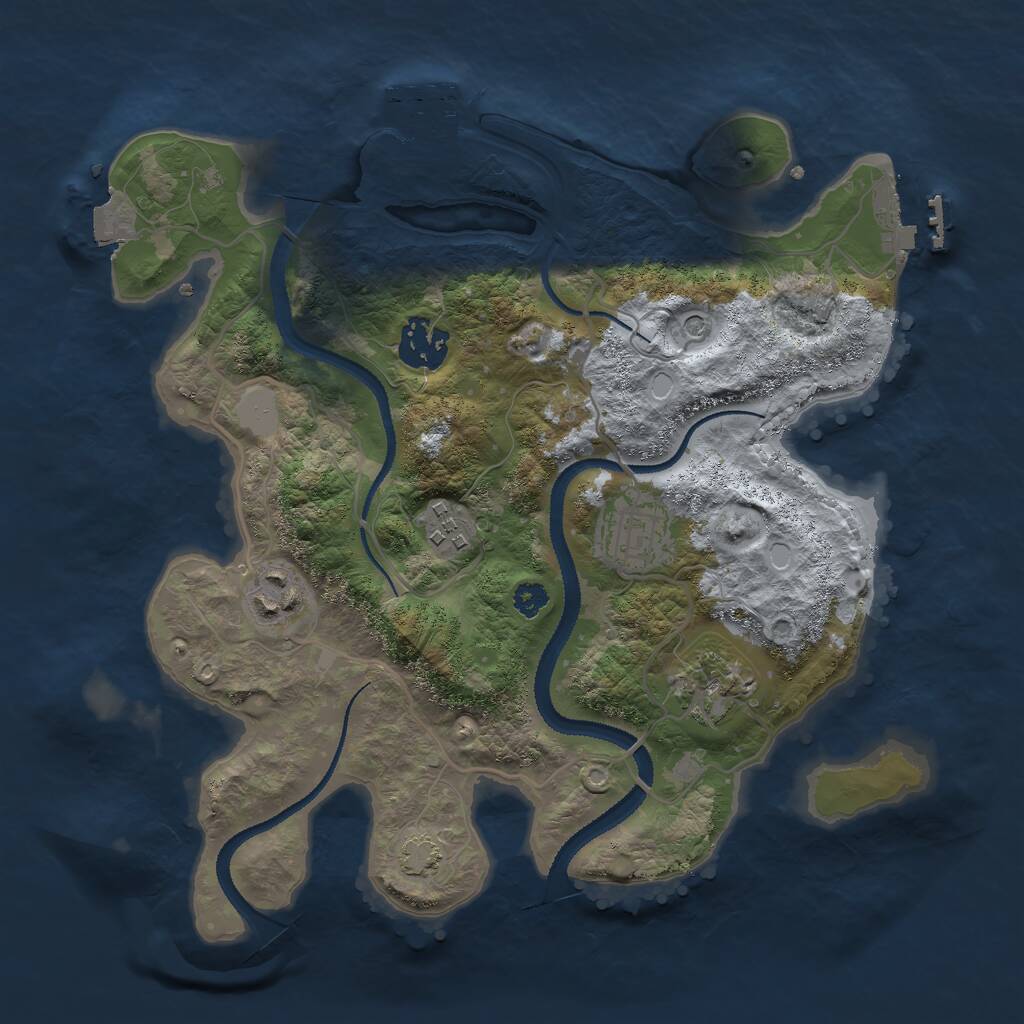 Rust Map: Procedural Map, Size: 3000, Seed: 846750990, 10 Monuments