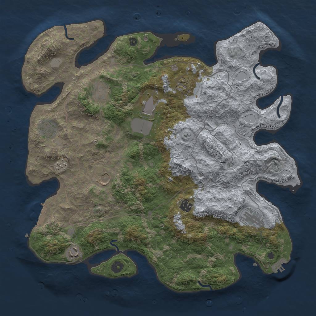 Rust Map: Procedural Map, Size: 4000, Seed: 1361616260, 18 Monuments