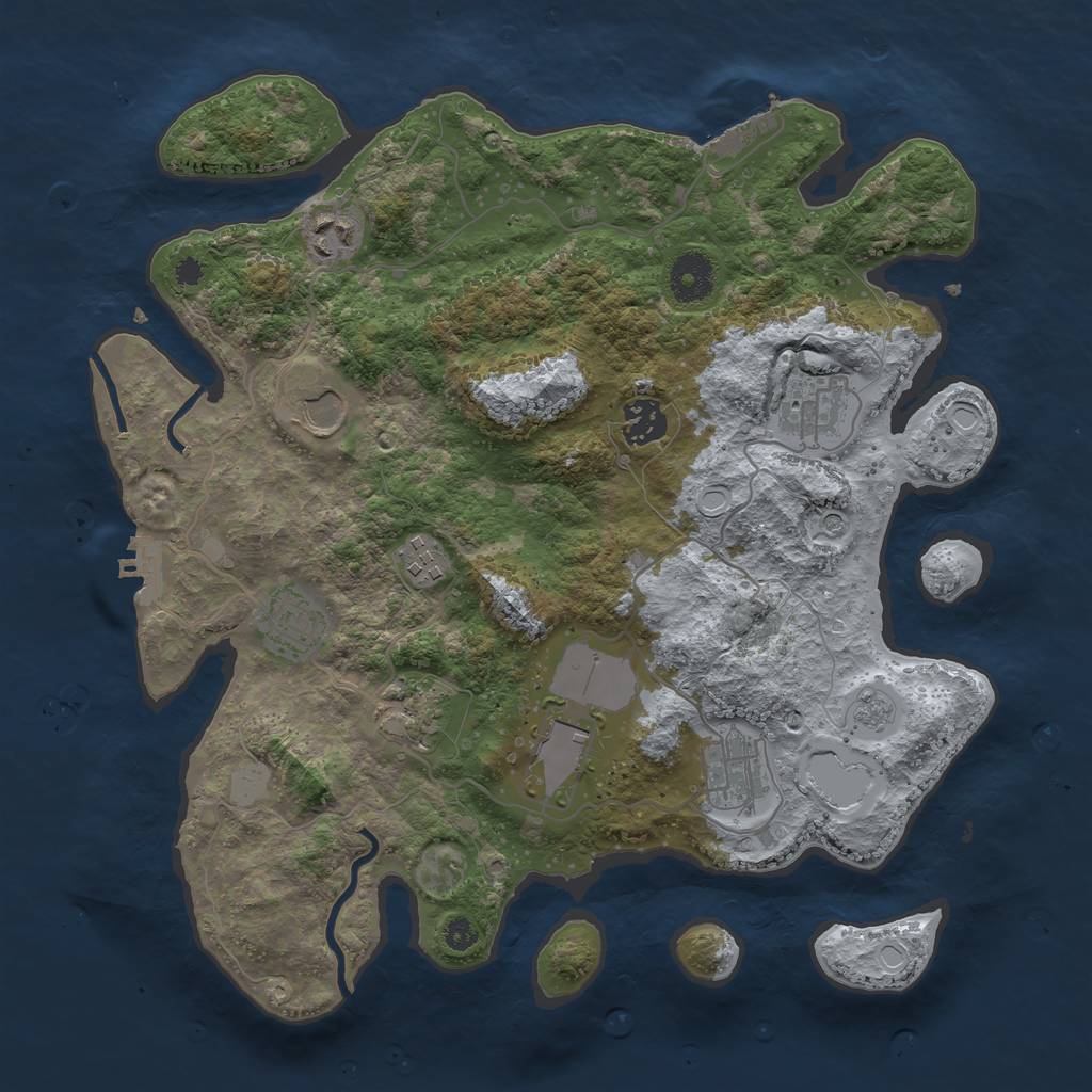 Rust Map: Procedural Map, Size: 3500, Seed: 256247154, 18 Monuments