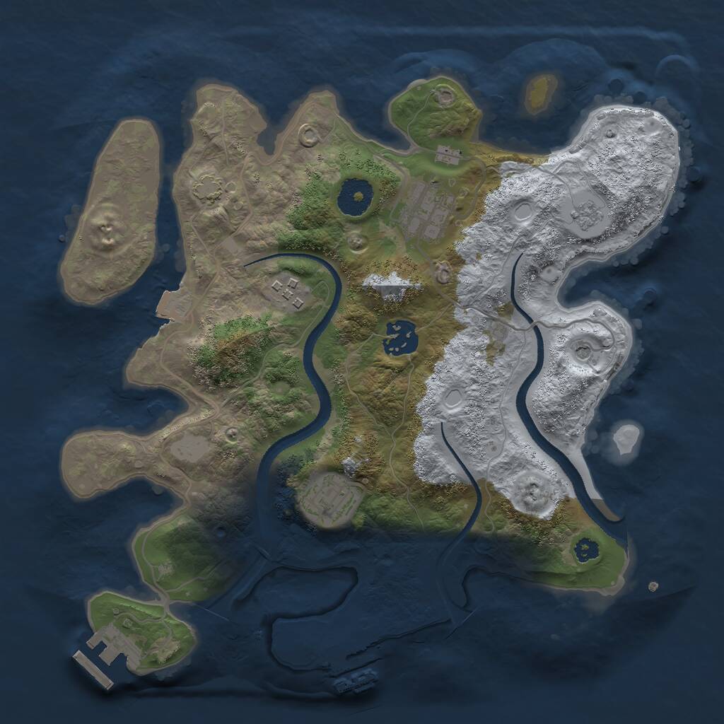 Rust Map: Procedural Map, Size: 3000, Seed: 362880887, 10 Monuments
