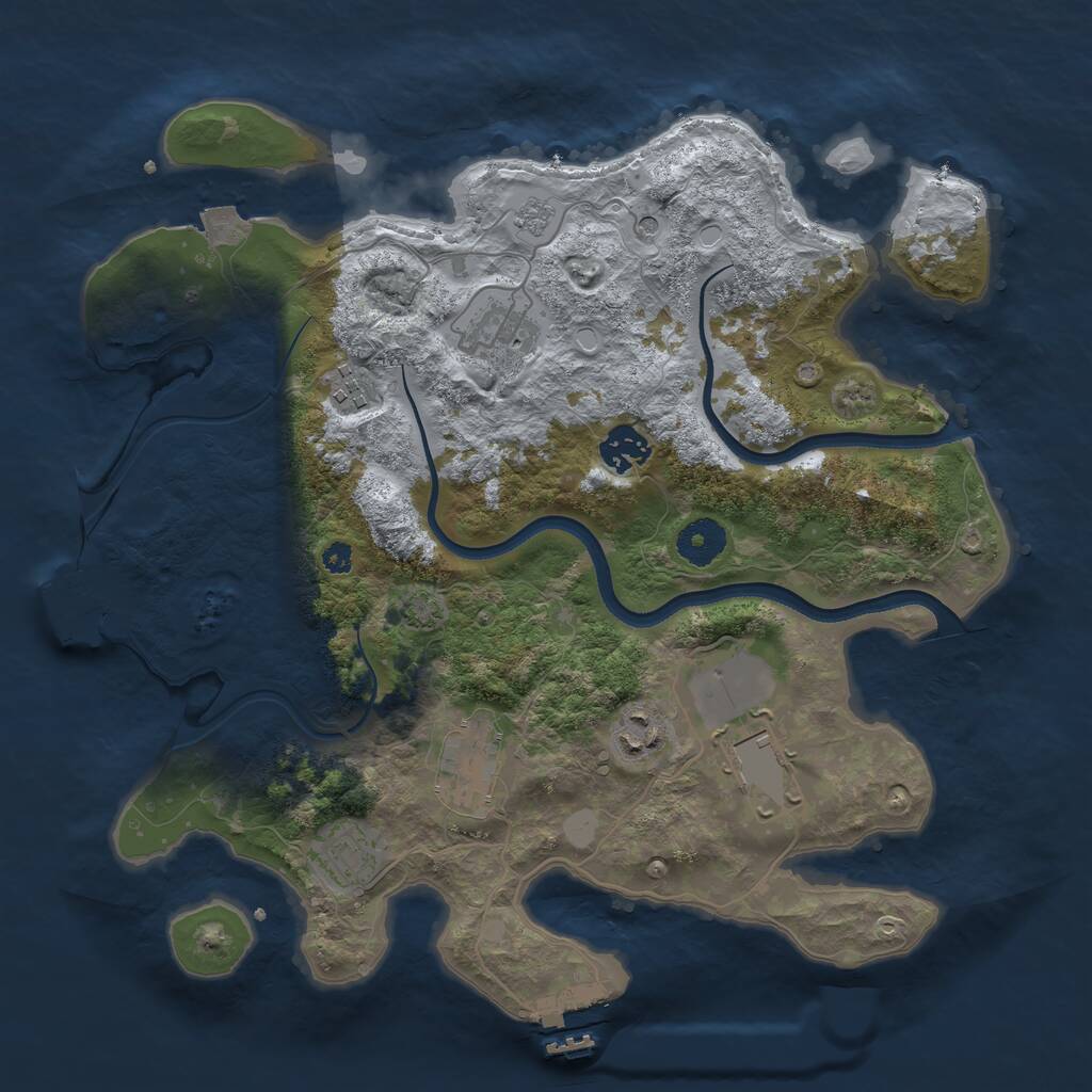 Rust Map: Procedural Map, Size: 3500, Seed: 244475857, 13 Monuments
