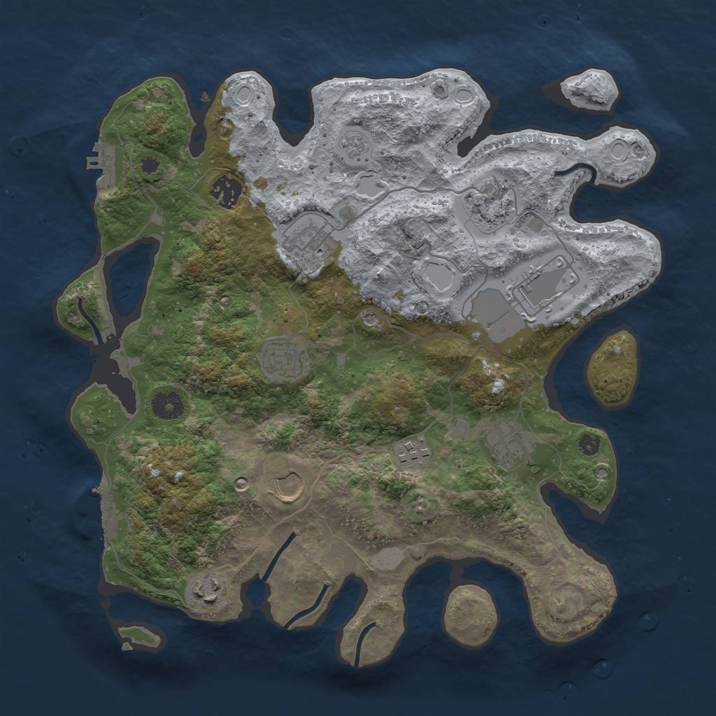 Rust Map: Procedural Map, Size: 3500, Seed: 23850419, 18 Monuments