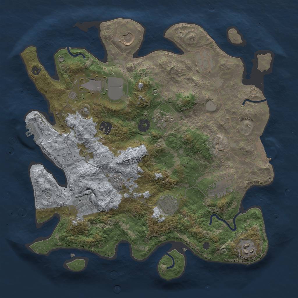 Rust Map: Procedural Map, Size: 3500, Seed: 1200846842, 17 Monuments