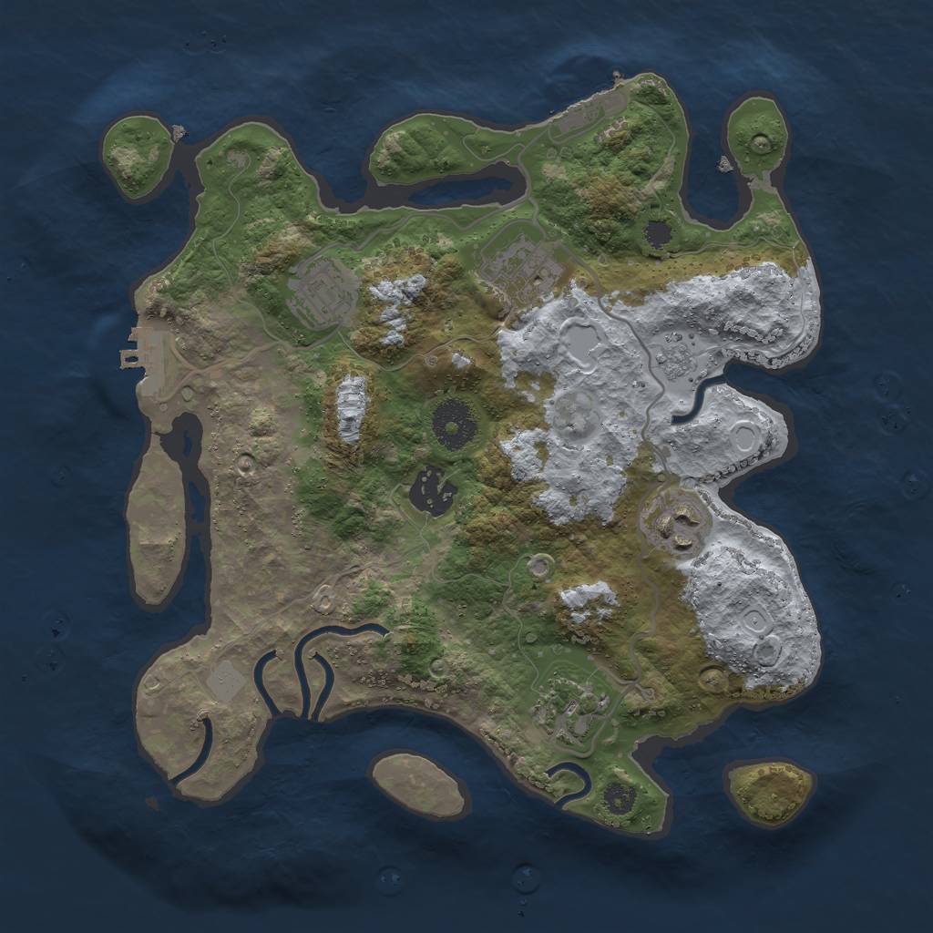 Rust Map: Procedural Map, Size: 3000, Seed: 3645, 13 Monuments