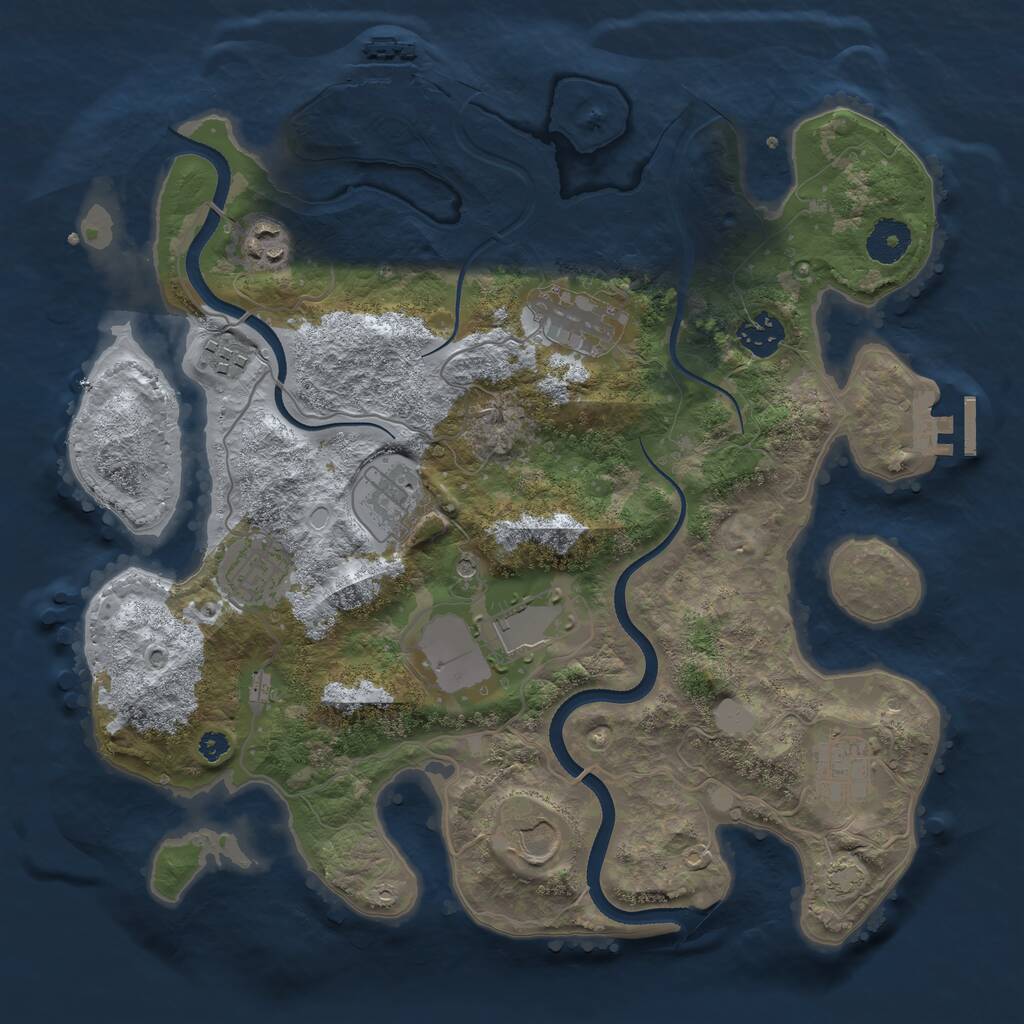 Rust Map: Procedural Map, Size: 3500, Seed: 36891335, 14 Monuments