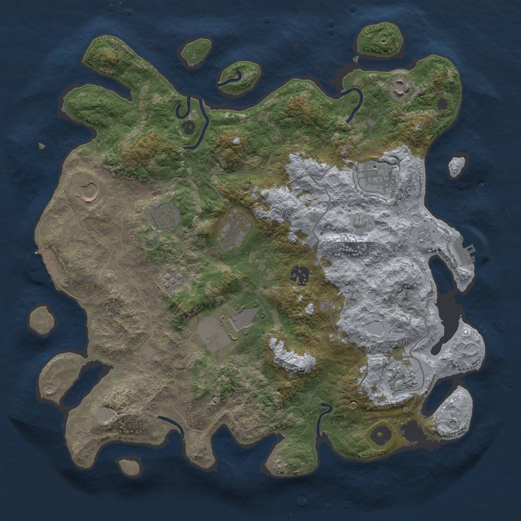 Rust Map: Procedural Map, Size: 4000, Seed: 1246587682, 16 Monuments