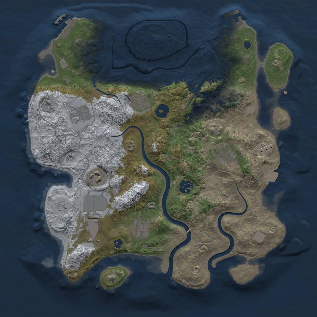 Rust Map: Procedural Map, Size: 3500, Seed: 46635021, 14 Monuments