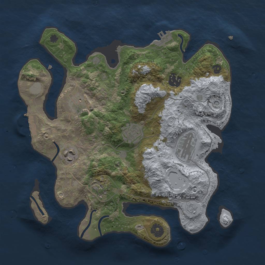 Rust Map: Procedural Map, Size: 3000, Seed: 1819687599, 15 Monuments
